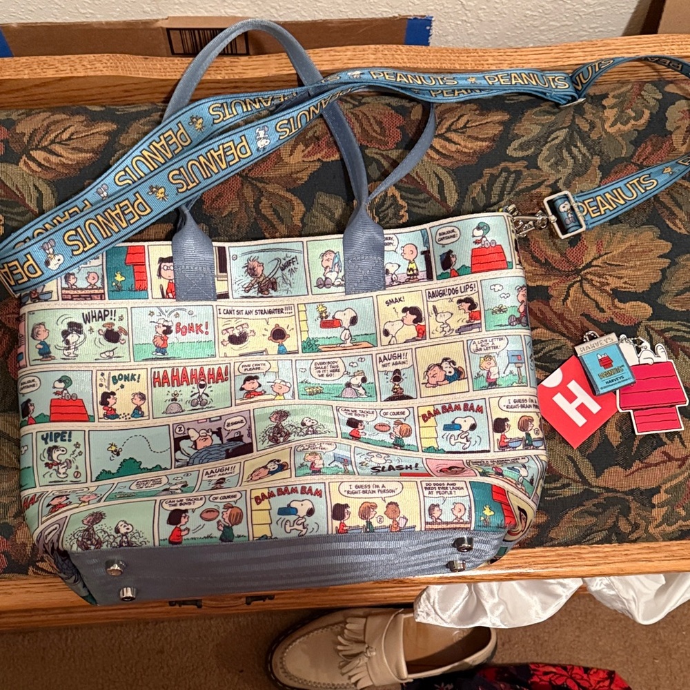 Harveys Peanuts Comic Strip Tote - Blue and Multicolor